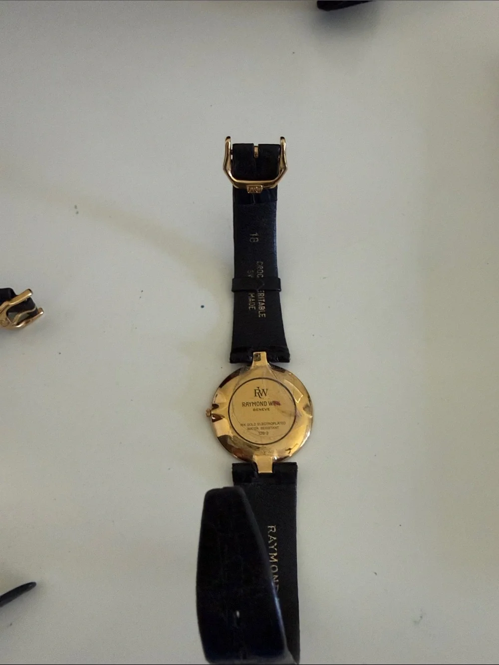 Raymond Weil Othello Gold Dial with Black Leather Strap